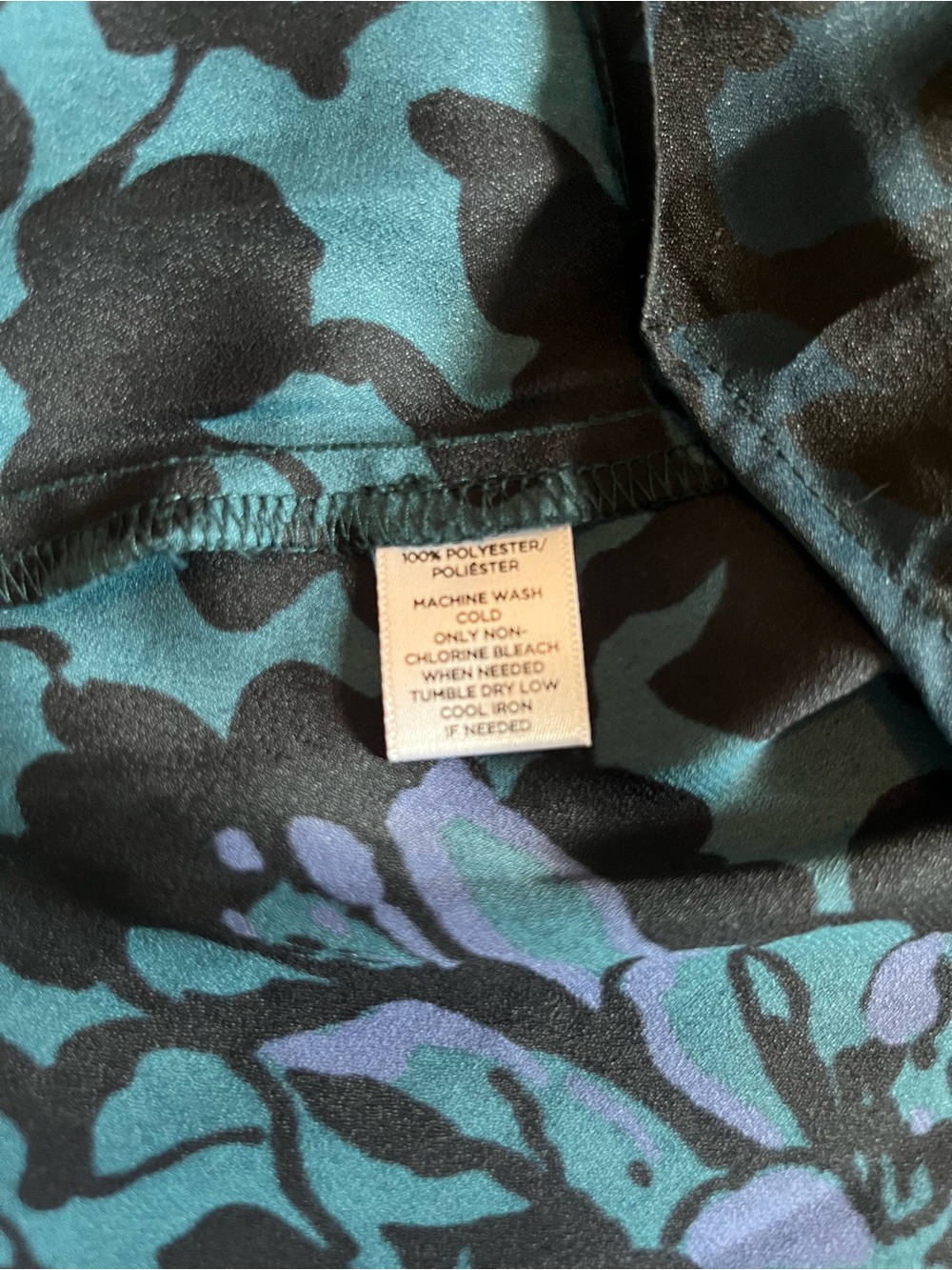 Loft Black Base Floral Long Sleeve Blouse in Dark Teal & Purple Accents Size XXL - Picture 12 of 16
